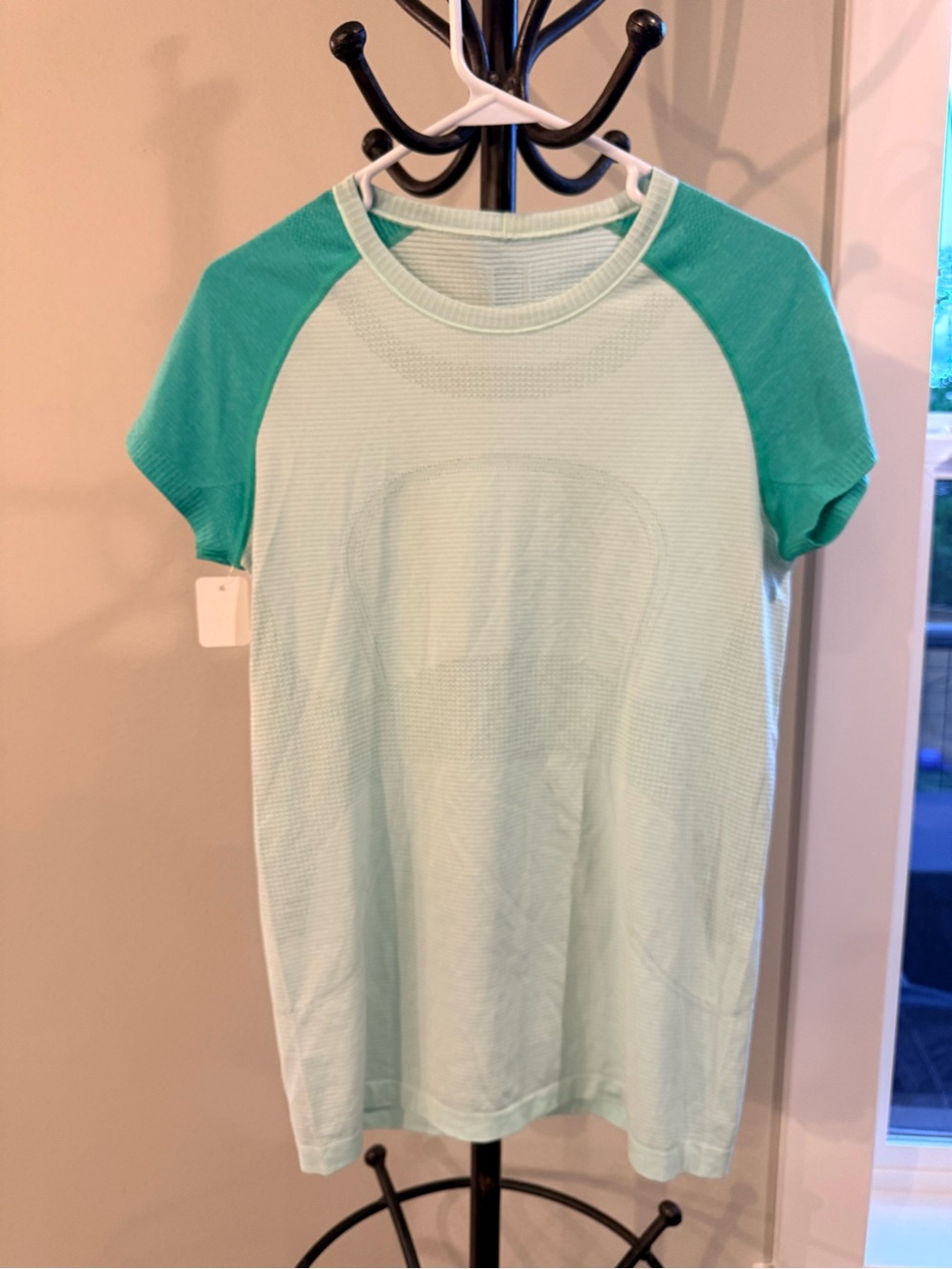 Lululemon Swiftly Tech Short Sleeve athletic t-shirt in a mint green/bright teal